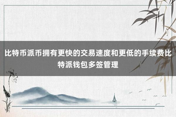 比特币派币拥有更快的交易速度和更低的手续费比特派钱包多签管理