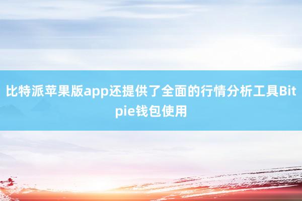 比特派苹果版app还提供了全面的行情分析工具Bitpie钱包使用