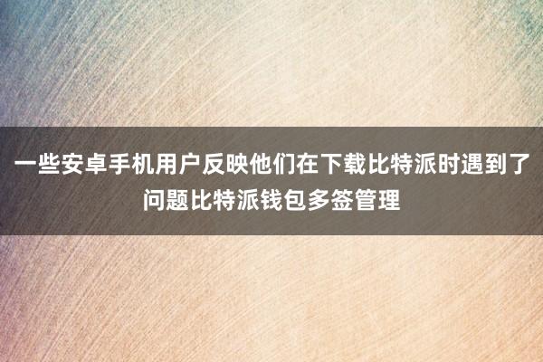 一些安卓手机用户反映他们在下载比特派时遇到了问题比特派钱包多签管理