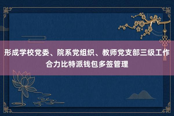 形成学校党委、院系党组织、教师党支部三级工作合力比特派钱包多签管理